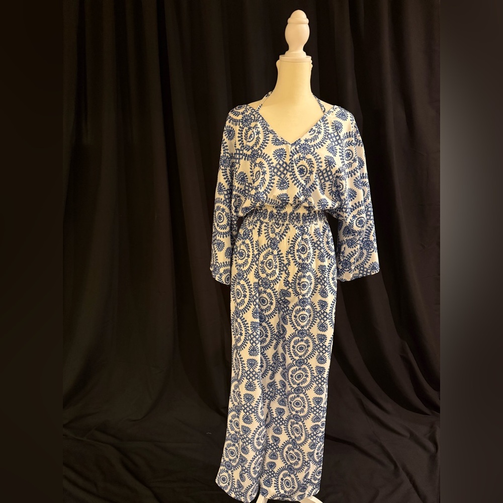 Blue and White Patterned Dress